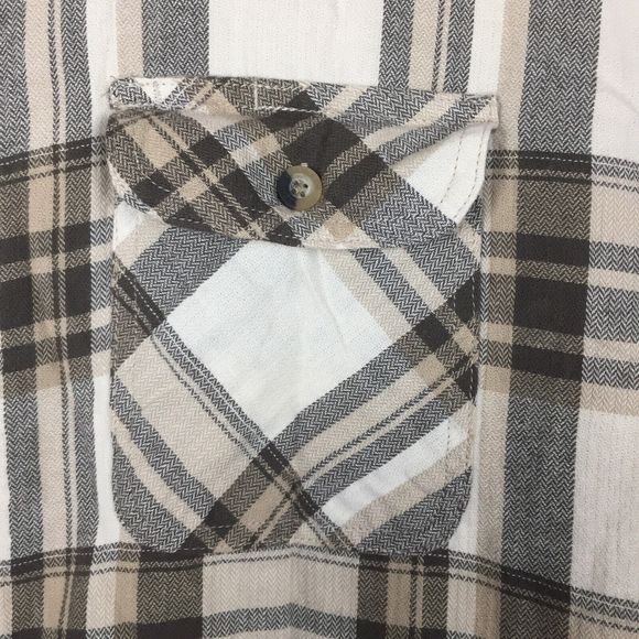 WRANGLER Authentics Men's Beige Plaid Long Sleeve Shirt Shacket Sherpa Fleece XL - Picture 4 of 11